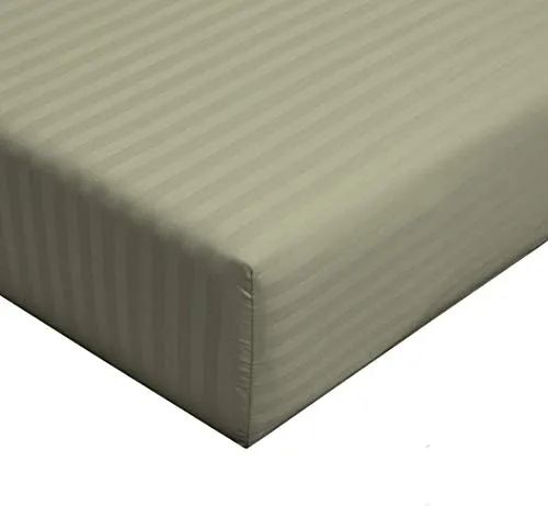 Damask Striped 300-Thread-Count, 100-Percent Long Staple Cotton, California King 72-Inch Wide x 84-Inch Long Fitted Sheet Sold Separately (Bottom Sheet) Sage