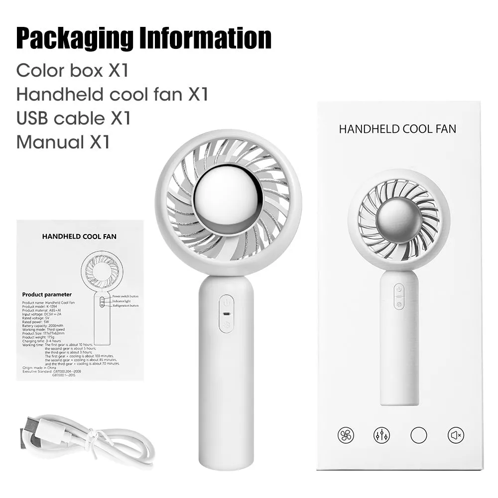 Daywolf Handheld Mini Fan, Portable USB Rechargeable Small Pocket Fan, Battery Operated Fan with Power Bank