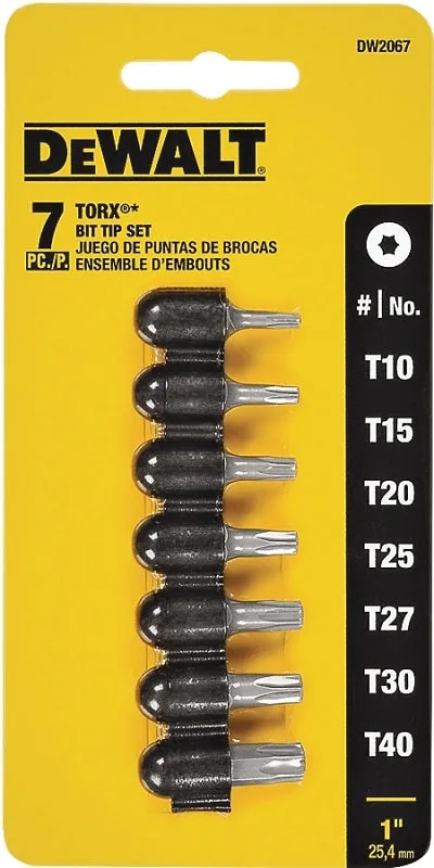 DeWALT TORX DW2067 Star Bit Set, 7-Piece, Single-Ended, Steel :EA: QUANTITY: 1