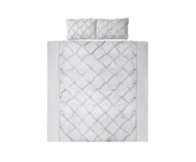 Diamond Pintuck Quilt Cover Set - Grey