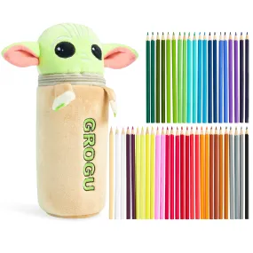 Disney Pencil Case with 48 Colouring Pencils Included -Multi Baby Yoda