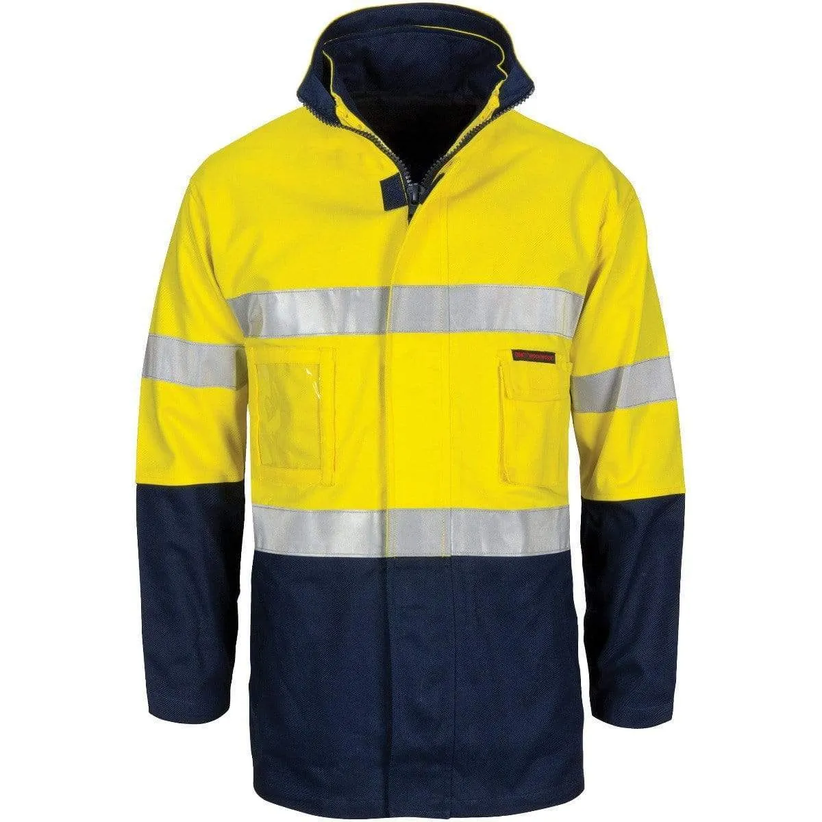 Dnc Workwear Hi-vis 4-in-1 Cotton Drill Jacket With Generic Reflective Tape - 3764