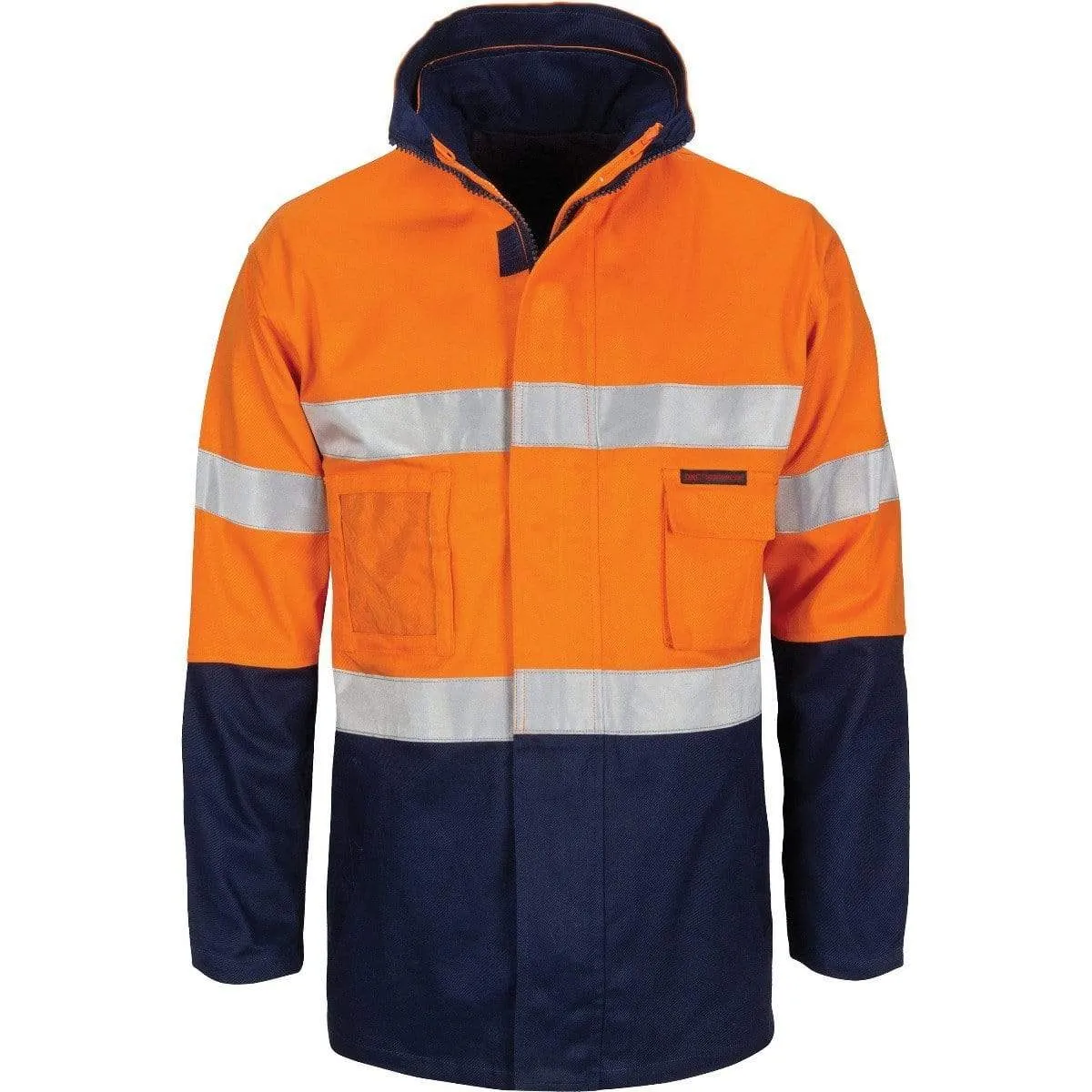 Dnc Workwear Hi-vis 4-in-1 Cotton Drill Jacket With Generic Reflective Tape - 3764