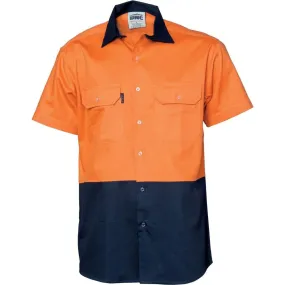 Dnc Workwear Hi-vis Two Tone Cotton Drill Vented Short Sleeve Shirt - 3980