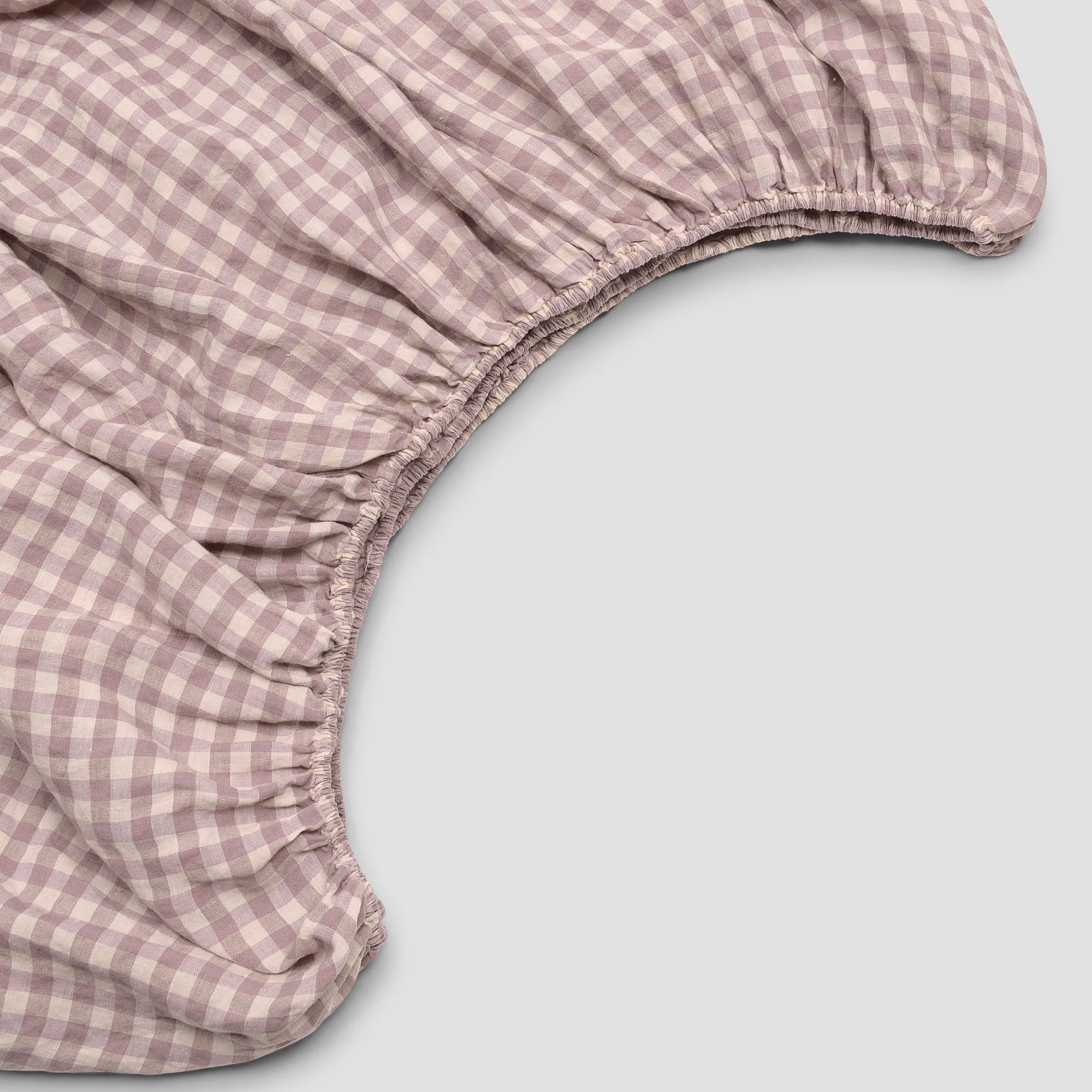 Elderberry Gingham 100% Linen Fitted Sheet