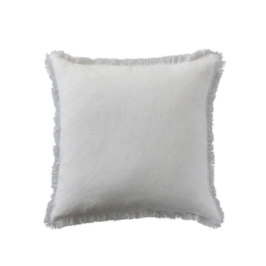 Ellie B Linen Square Pillow with Fringe