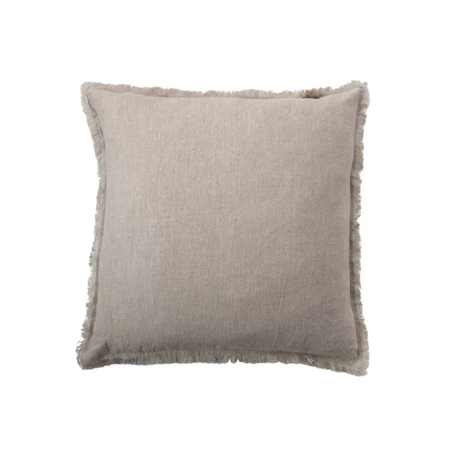 Ellie B Linen Square Pillow with Fringe