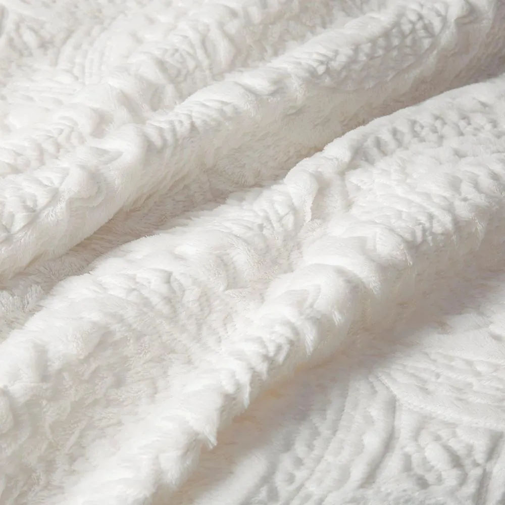 Embroidery Fur Duvet Cover Set, Full/Queen