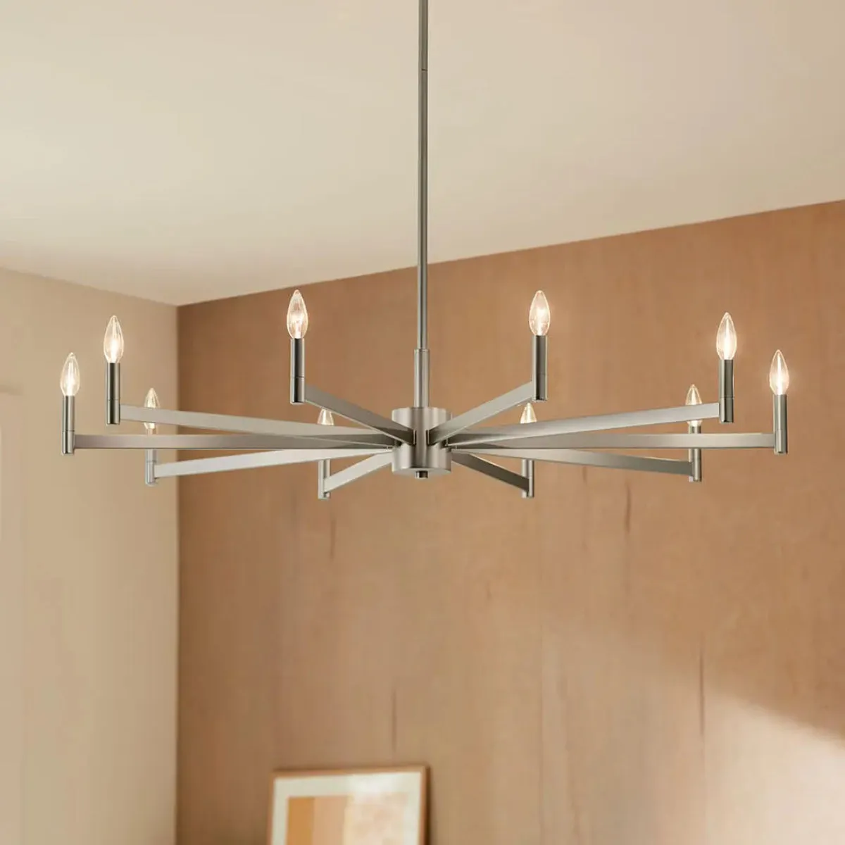 Erzo 48 in. 10 Lights Chandelier Satin Nickel Finish