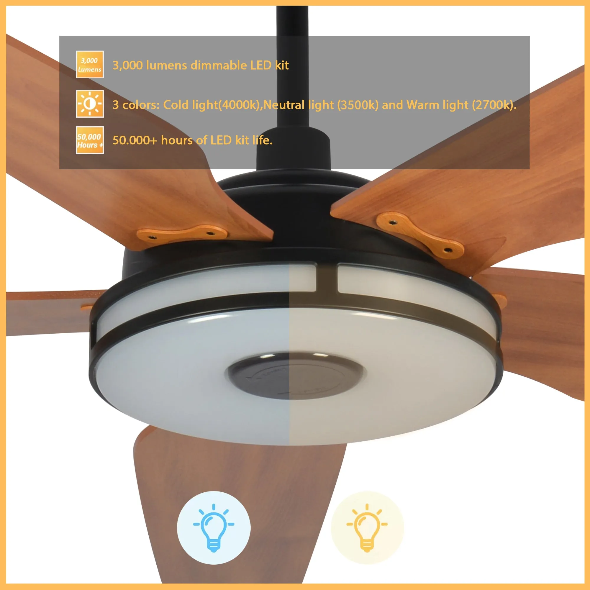 Explorer Smart Fan with LED Light and Remote Outdoor/Indoor 52 inch