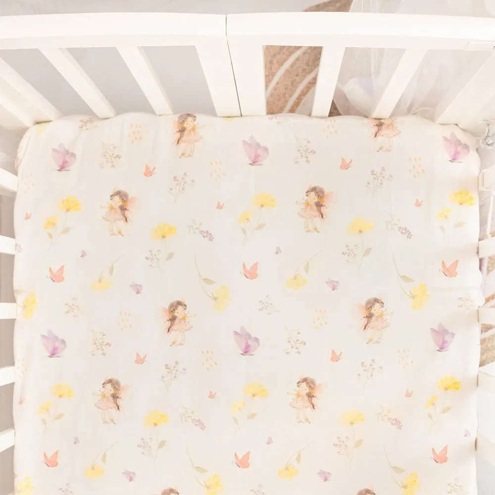 Fancy Fluff Organic Cot Bedsheet- Pixie Dust