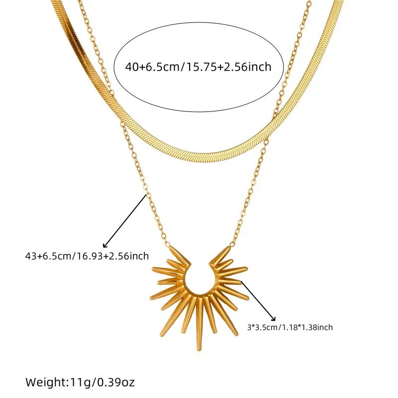 Fashion Fan-Shape Geometric Stainless Steel Electroplating Necklaces