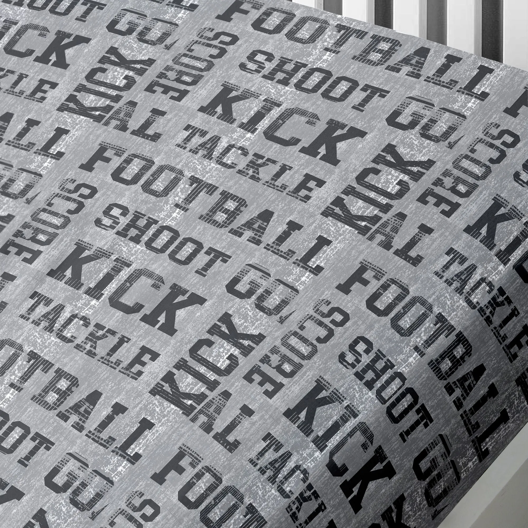 Football 25cm Fitted Bed Sheet by Bedlam in Grey