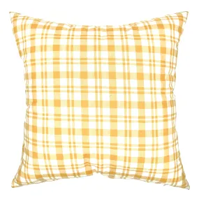 French Country Rustic Yellow Plaid Lumbar Pillow Cover 22x22