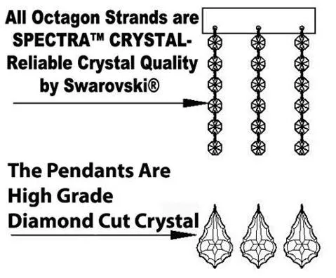 FRENCH EMPIRE CRYSTAL CHANDELIER CHANDELIERS DRESSED WITH SWAROVSKI CRYSTAL- H32" x W30" - Good for Dining Room Foyer Entryway Family Room Bedroom Living Room and More! - F93-B92/CG/541/24SW