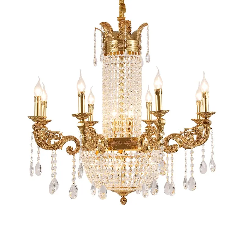 French Style Brass Chandelier High Standard In Quality Lamps With Crystals Hanging Brass Pendant Light