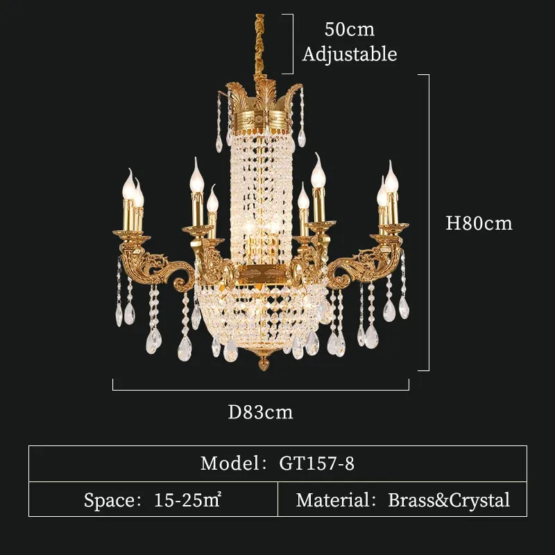 French Style Brass Chandelier High Standard In Quality Lamps With Crystals Hanging Brass Pendant Light