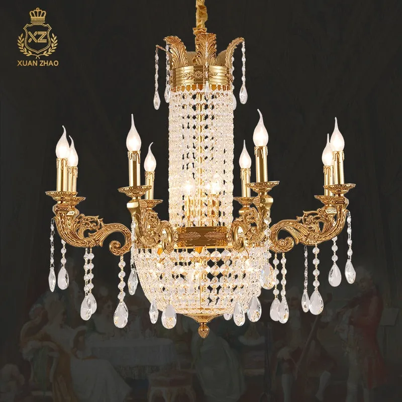 French Style Brass Chandelier High Standard In Quality Lamps With Crystals Hanging Brass Pendant Light