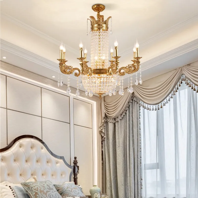 French Style Brass Chandelier High Standard In Quality Lamps With Crystals Hanging Brass Pendant Light