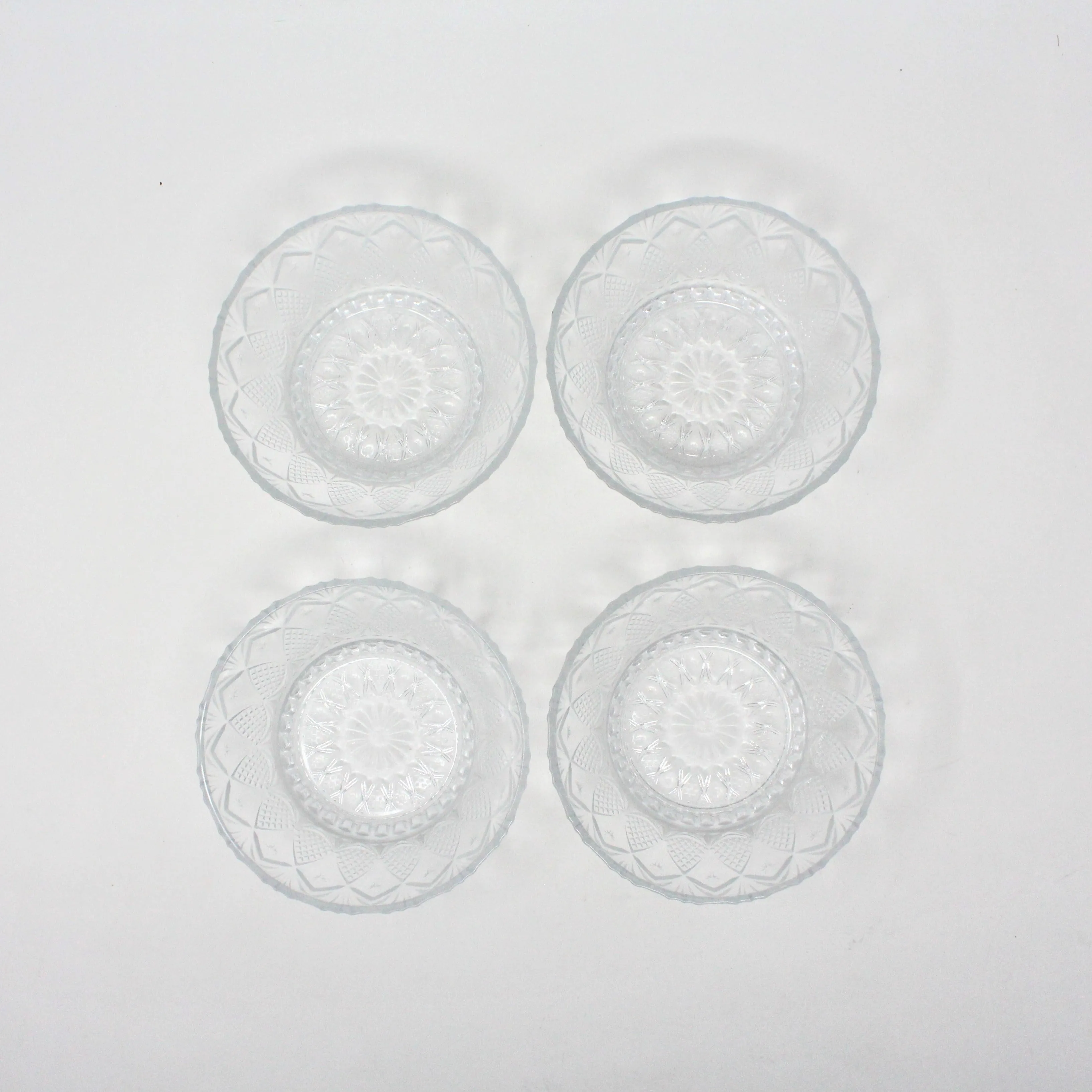 Fruit/Dessert Bowls, Pineapple Fan Clear Pattern, Set of 4