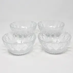 Fruit/Dessert Bowls, Pineapple Fan Clear Pattern, Set of 4