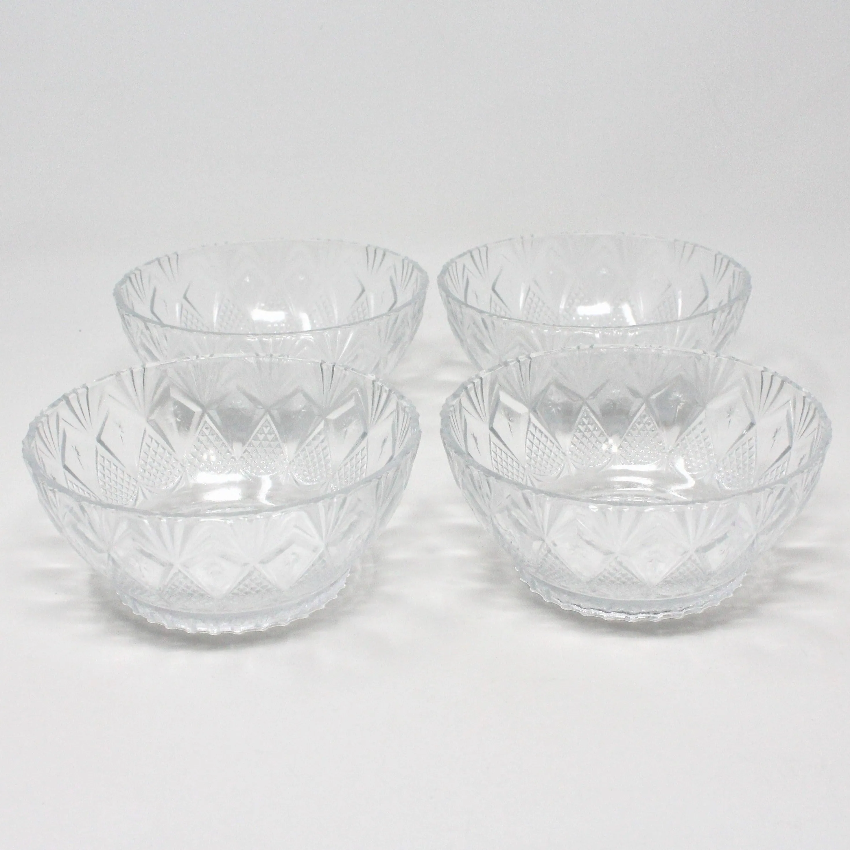 Fruit/Dessert Bowls, Pineapple Fan Clear Pattern, Set of 4