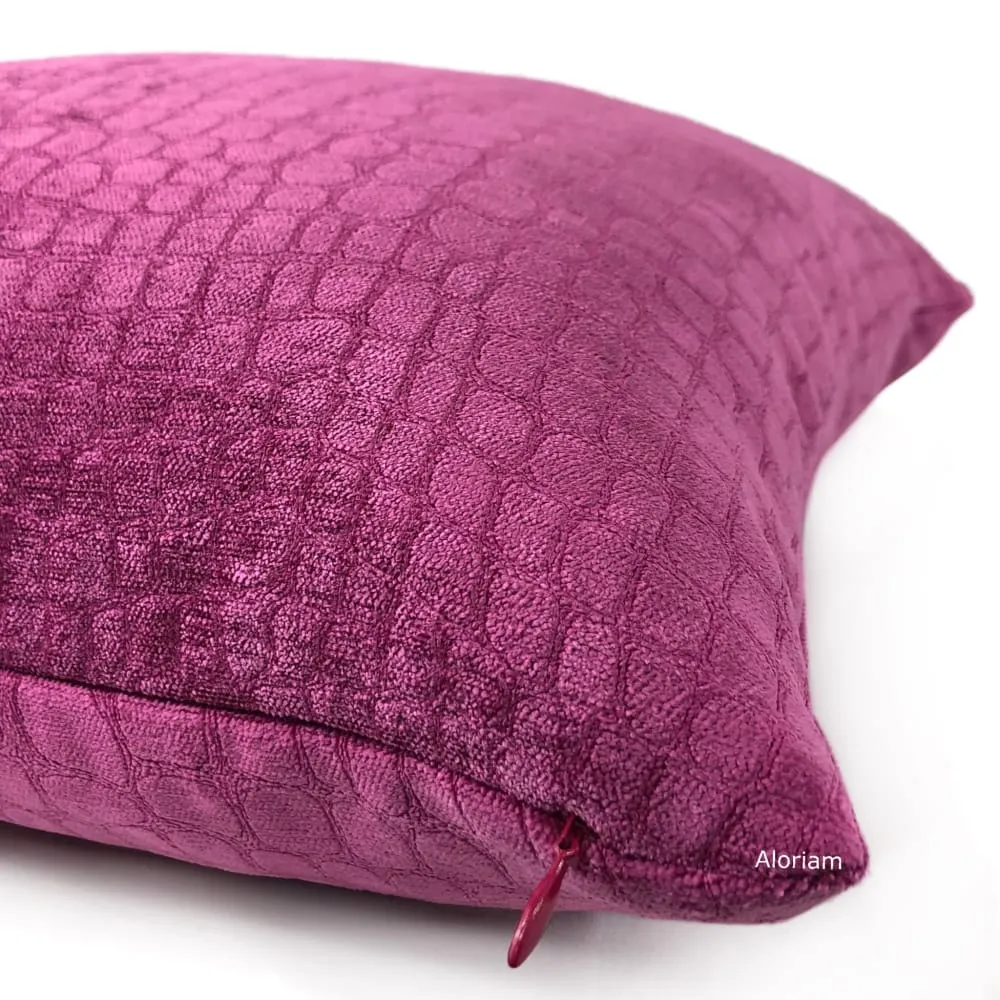 Fuchsia Pink Crocodile Alligator Faux Reptile Pattern Pillow Cover (Fabric by the Yard Available)