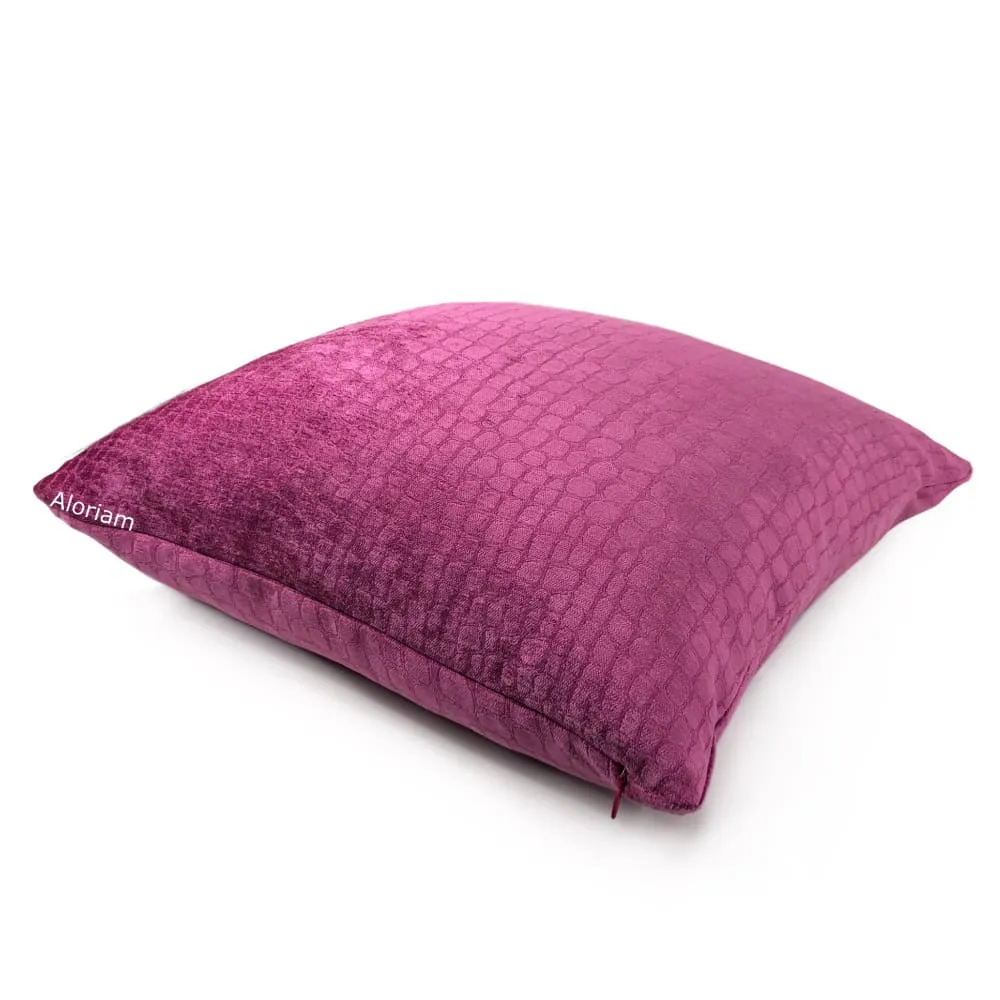 Fuchsia Pink Crocodile Alligator Faux Reptile Pattern Pillow Cover (Fabric by the Yard Available)