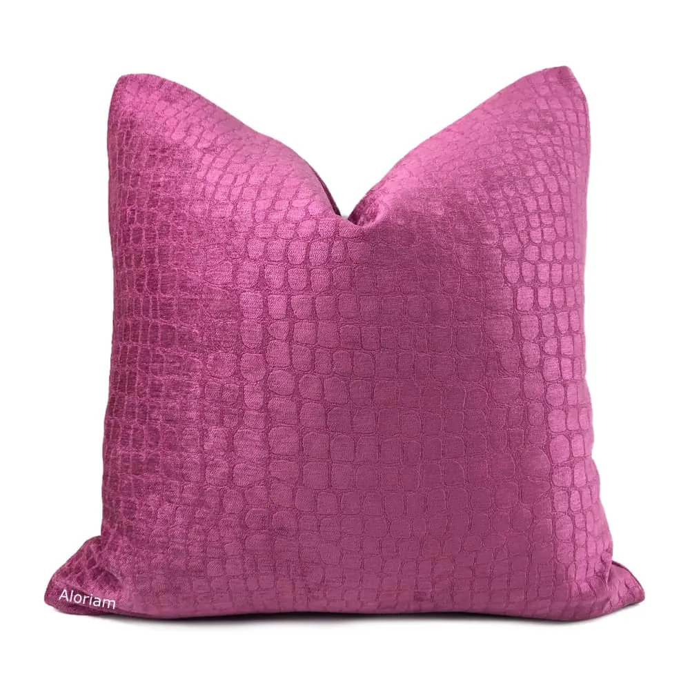 Fuchsia Pink Crocodile Alligator Faux Reptile Pattern Pillow Cover (Fabric by the Yard Available)