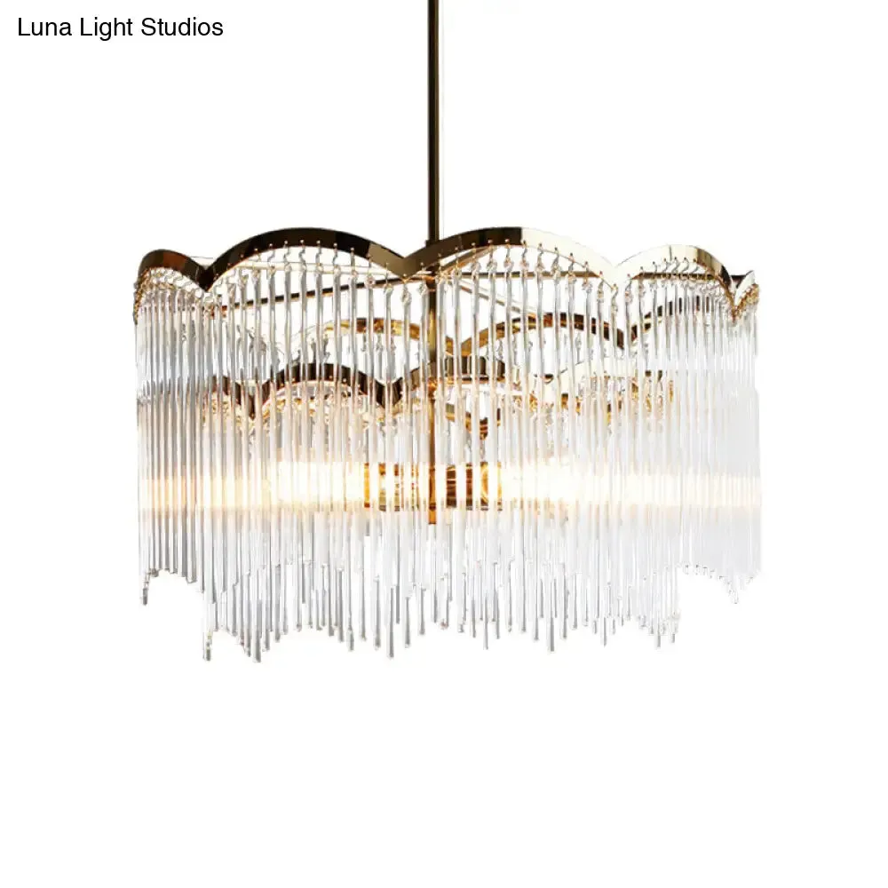 Gold LED Bedroom Ceiling Chandelier with Modern Crystal Shade