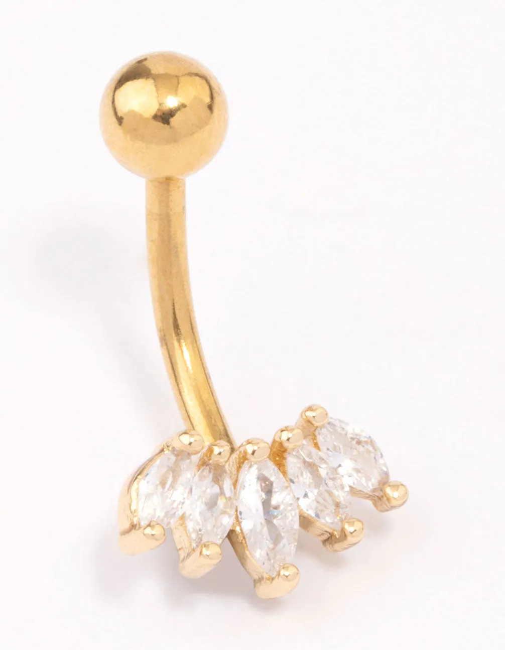 Gold Plated Surgical Steel Mini Marquise Fan Belly Ring