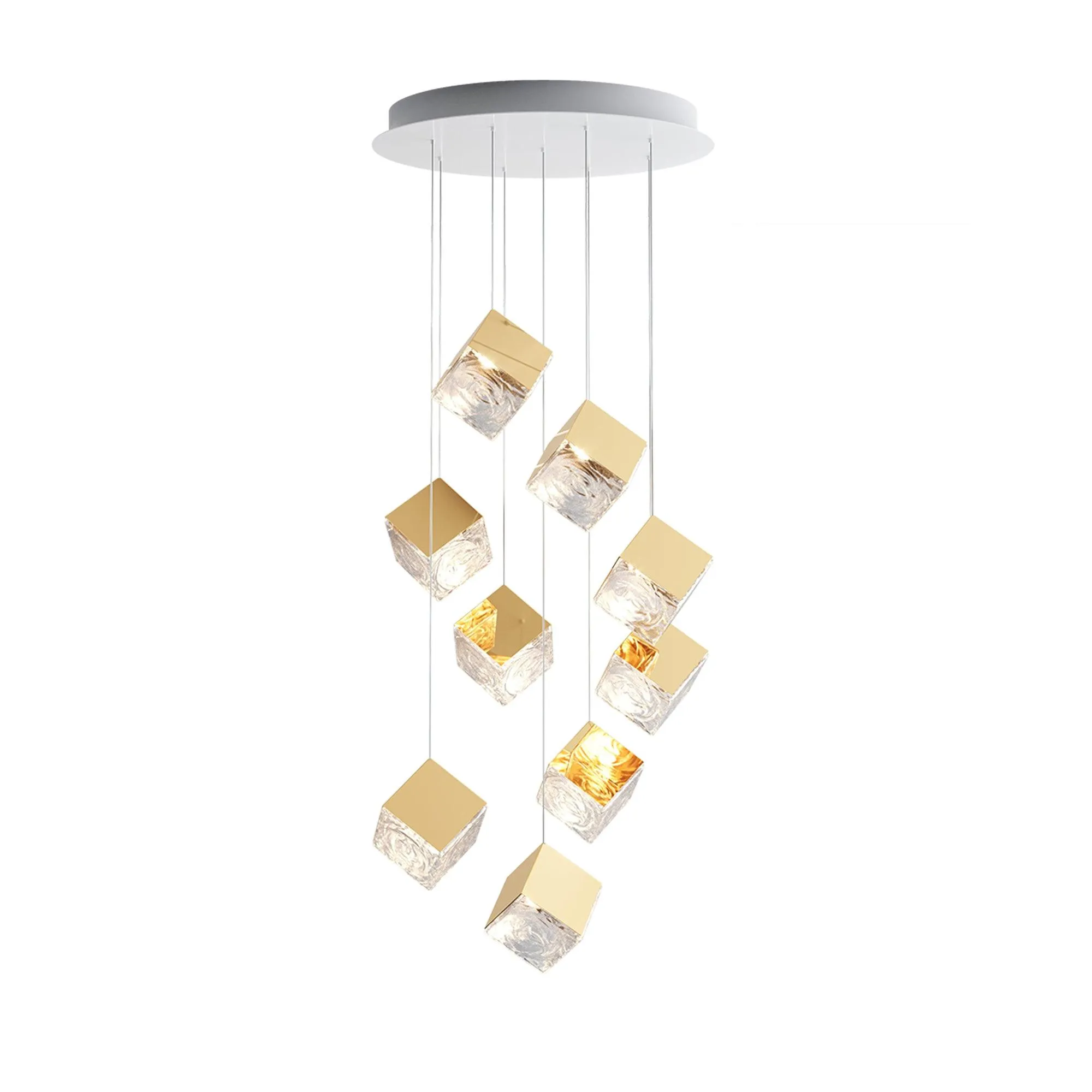 Gold Silver Geometric Glass Chandelier