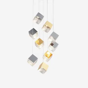 Gold Silver Geometric Glass Chandelier