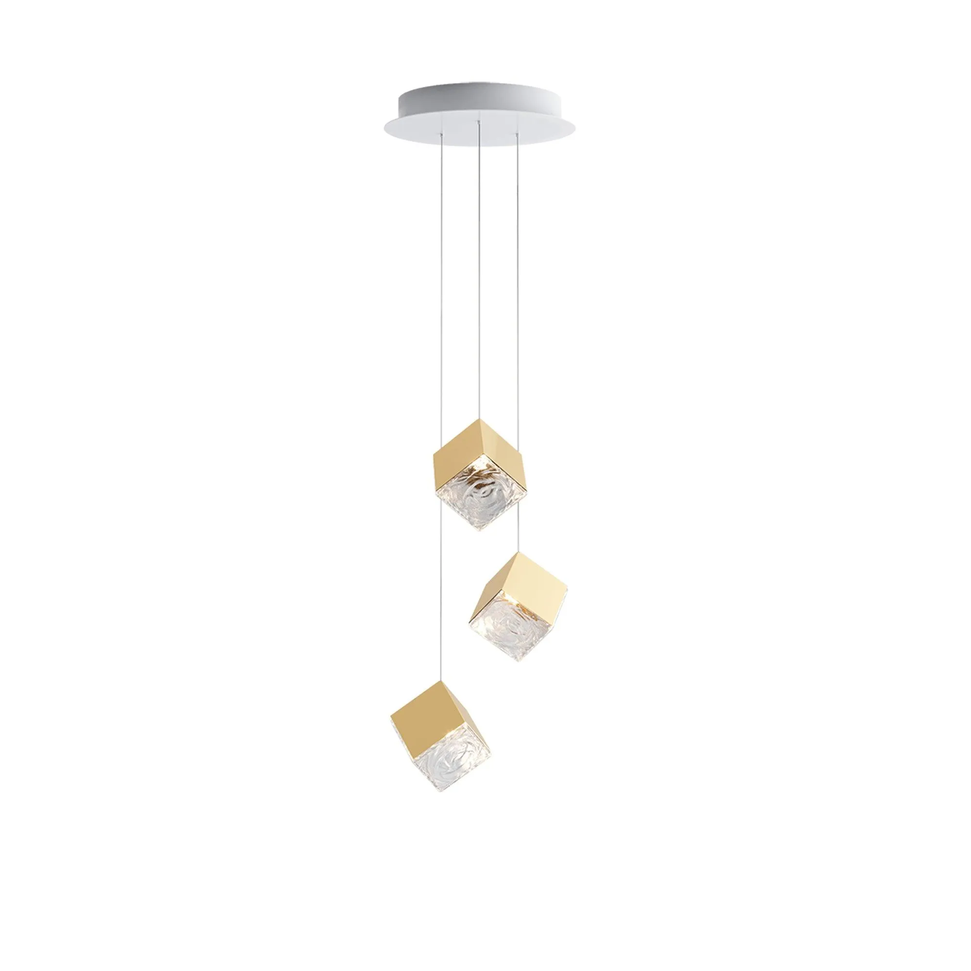 Gold Silver Geometric Glass Chandelier