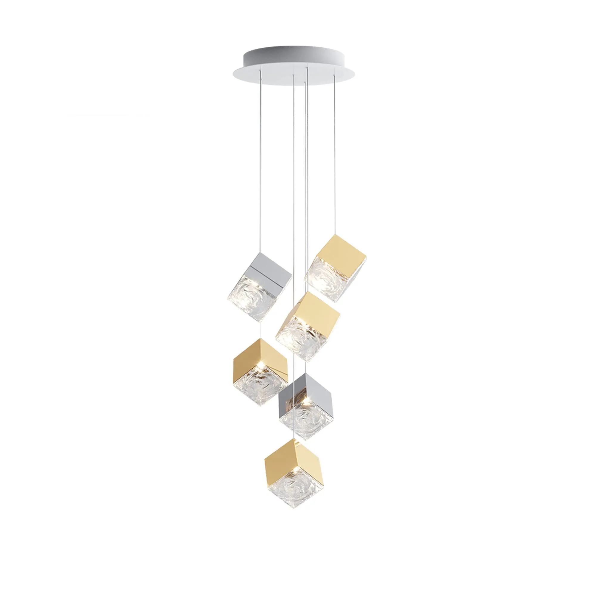 Gold Silver Geometric Glass Chandelier