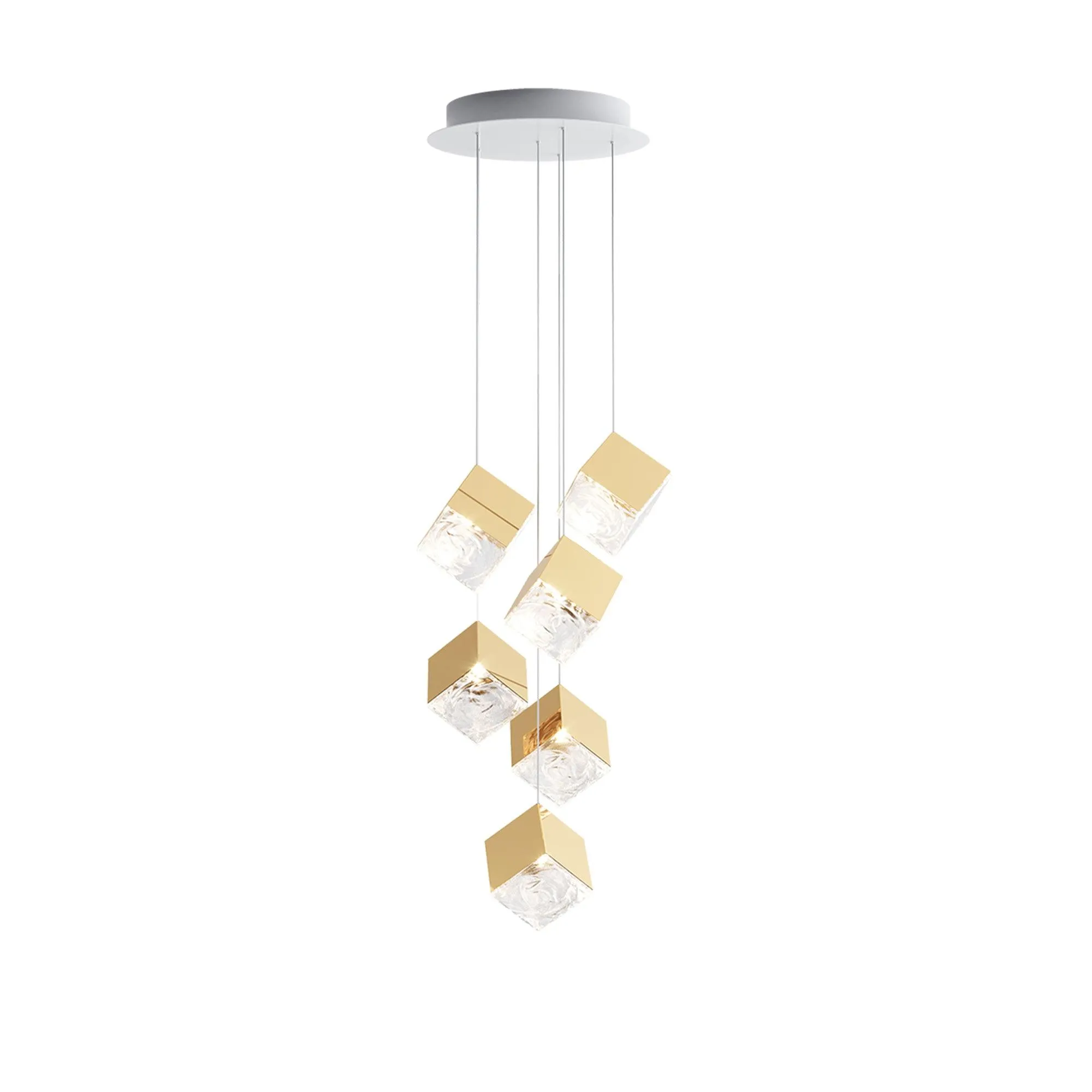 Gold Silver Geometric Glass Chandelier