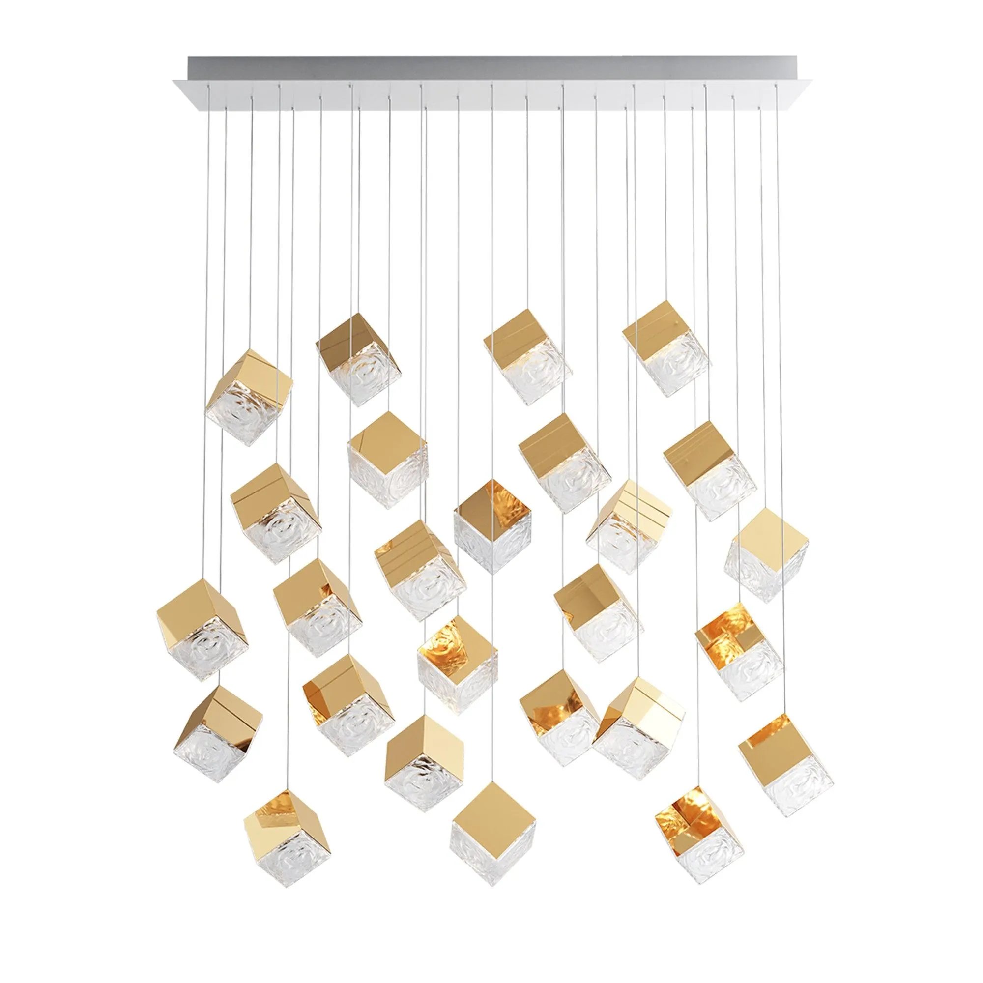 Gold Silver Geometric Glass Chandelier