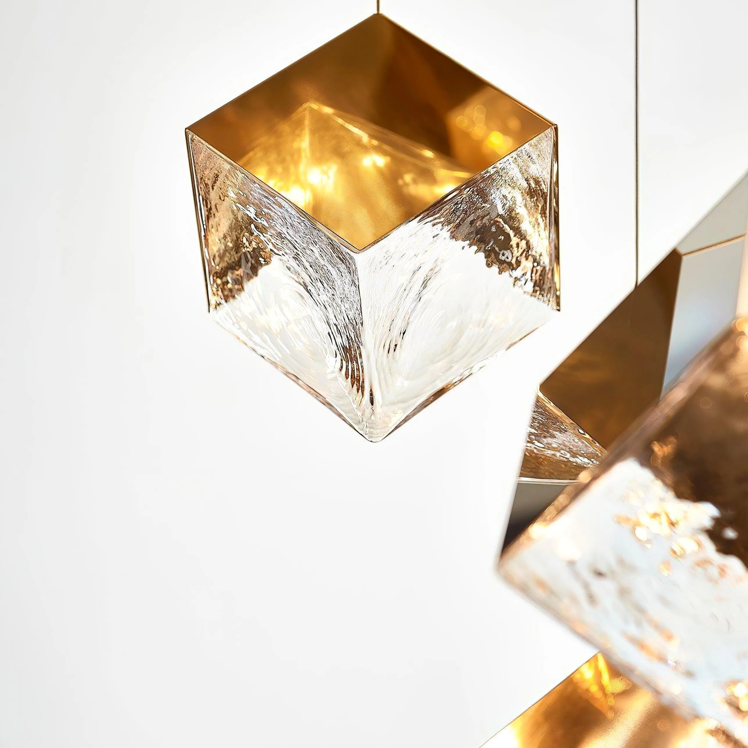 Gold Silver Geometric Glass Chandelier