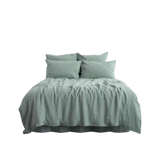 Green Milieu Linen Duvet Cover Set