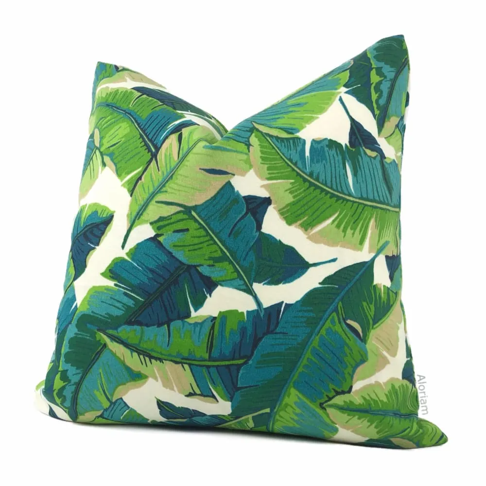 Hanalei Tropical Leaf Print Indoor Outdoor Pillow Cover