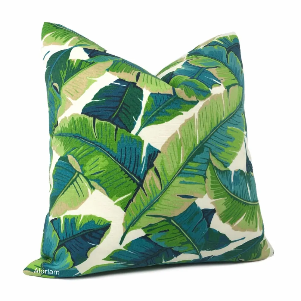 Hanalei Tropical Leaf Print Indoor Outdoor Pillow Cover