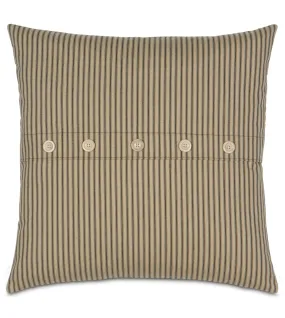 Heirloom Button Throw Pillow Cover 22x22 in Pepper