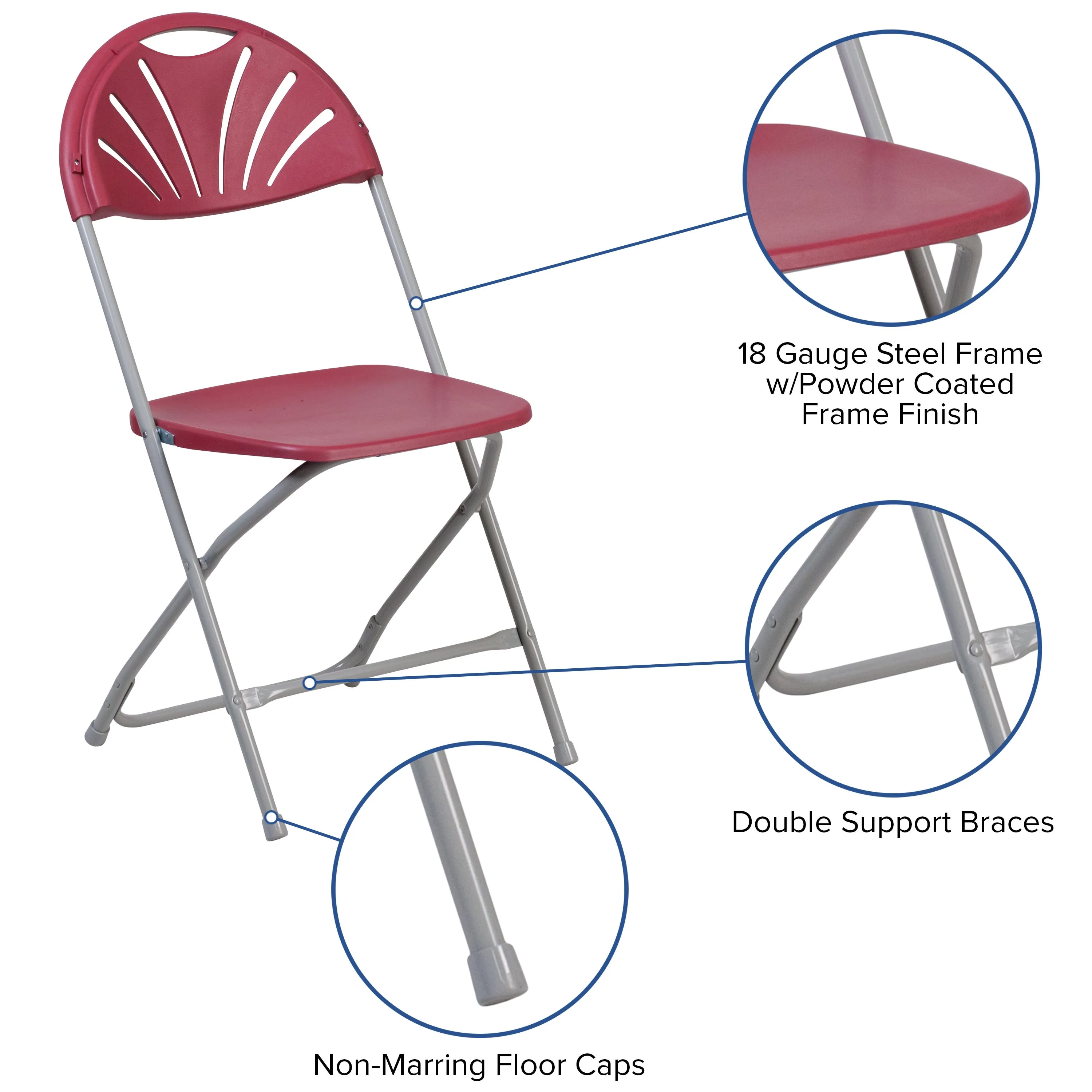 HERCULES Series 650 lb. Capacity Plastic Fan Back Folding Chair