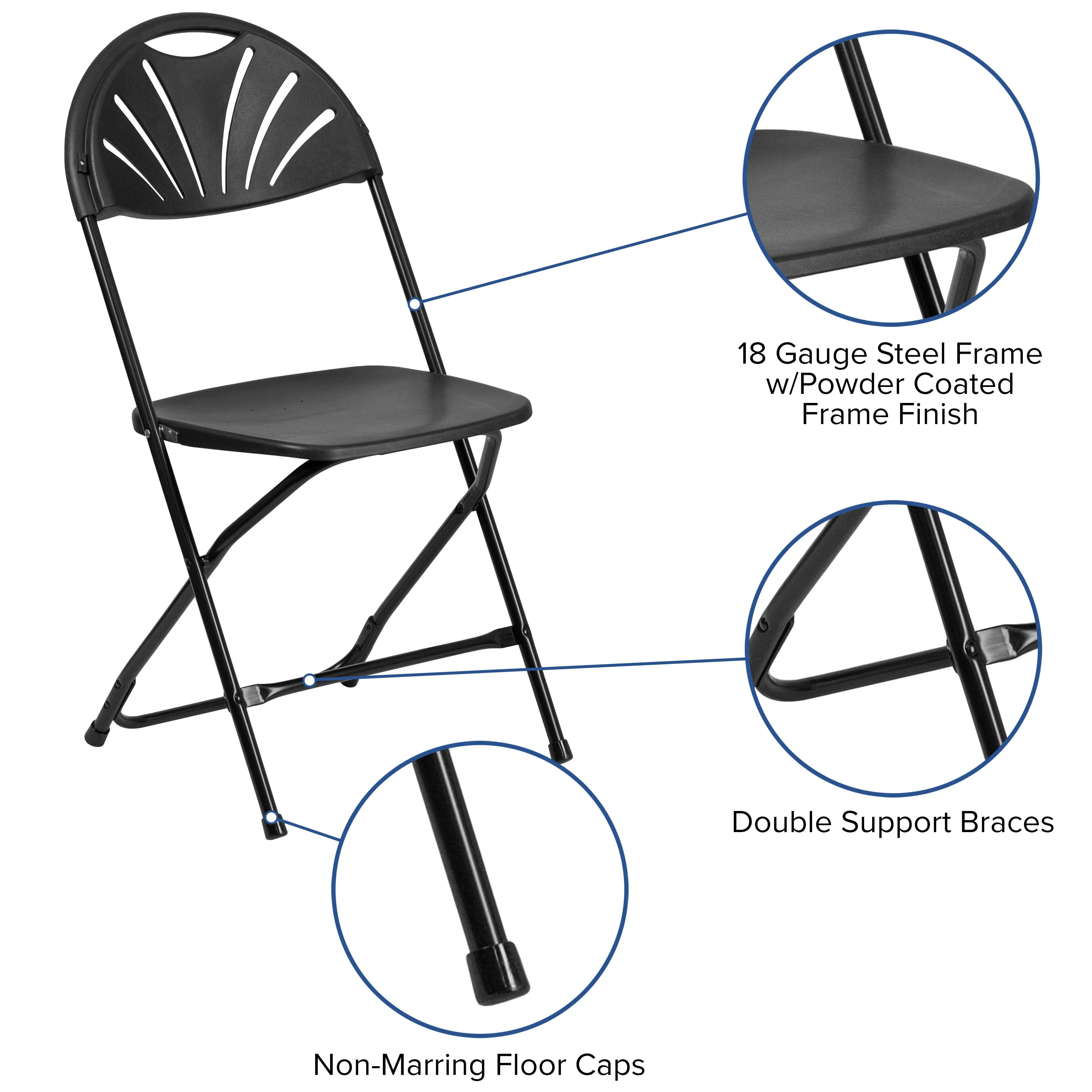 HERCULES Series 650 lb. Capacity Plastic Fan Back Folding Chair