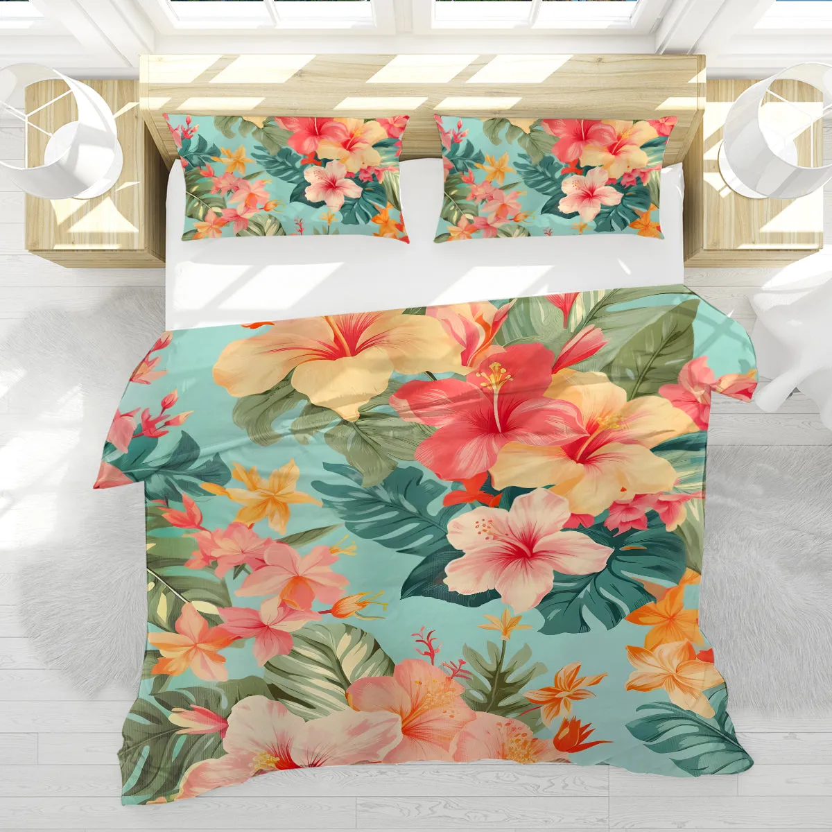 Hibiscus Passion Reversible Bedcover Set