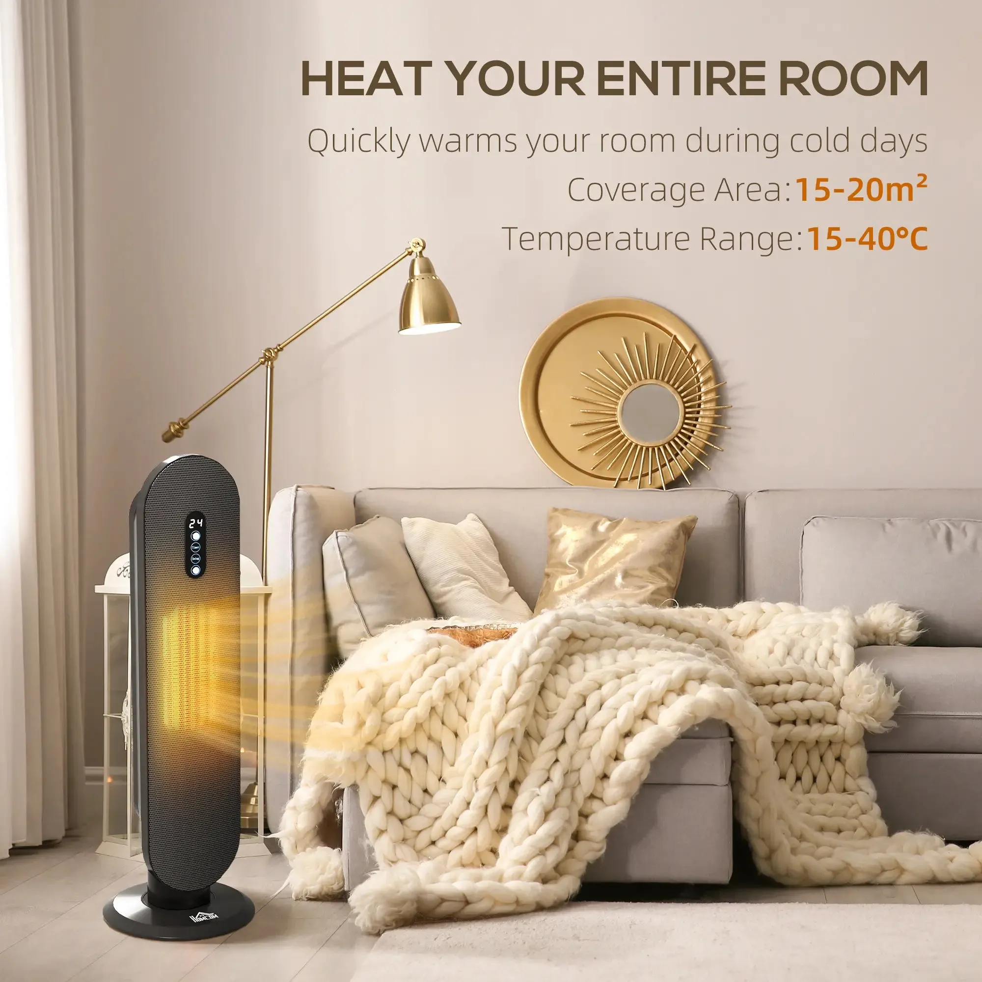 Homcom 45° Oscillating Ceramic Space Heater