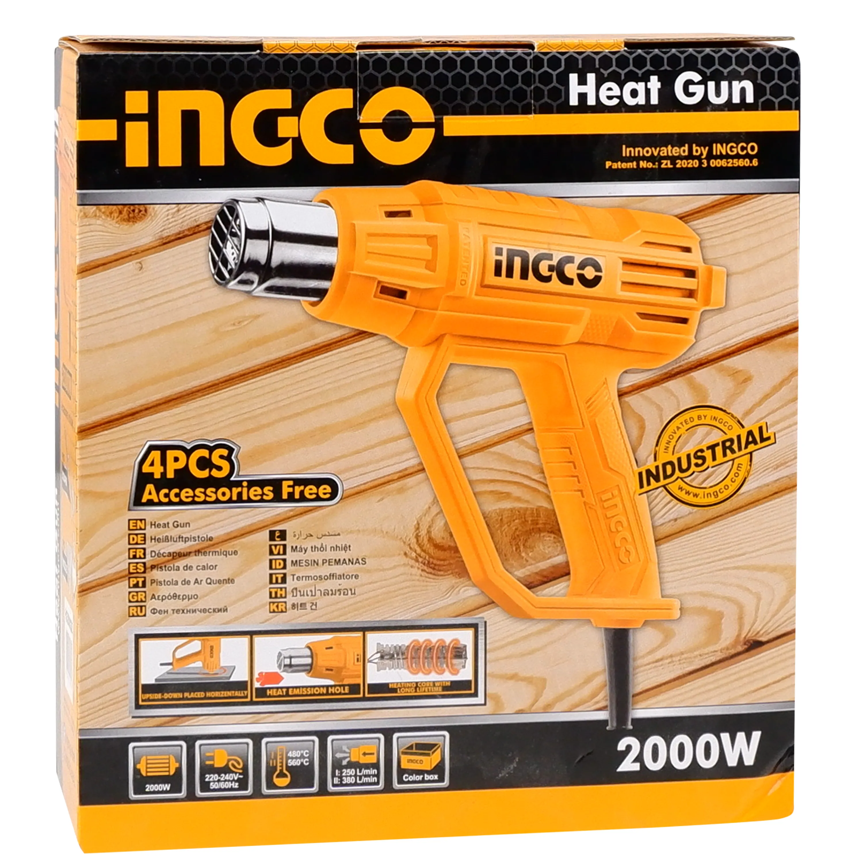 Homdum 2000W Heat Gun Machine INGCO Dual Speed Plastic Soldering hot air Blower for Acrylic Bending, Shrink Wrapping Packing and Resin Art.