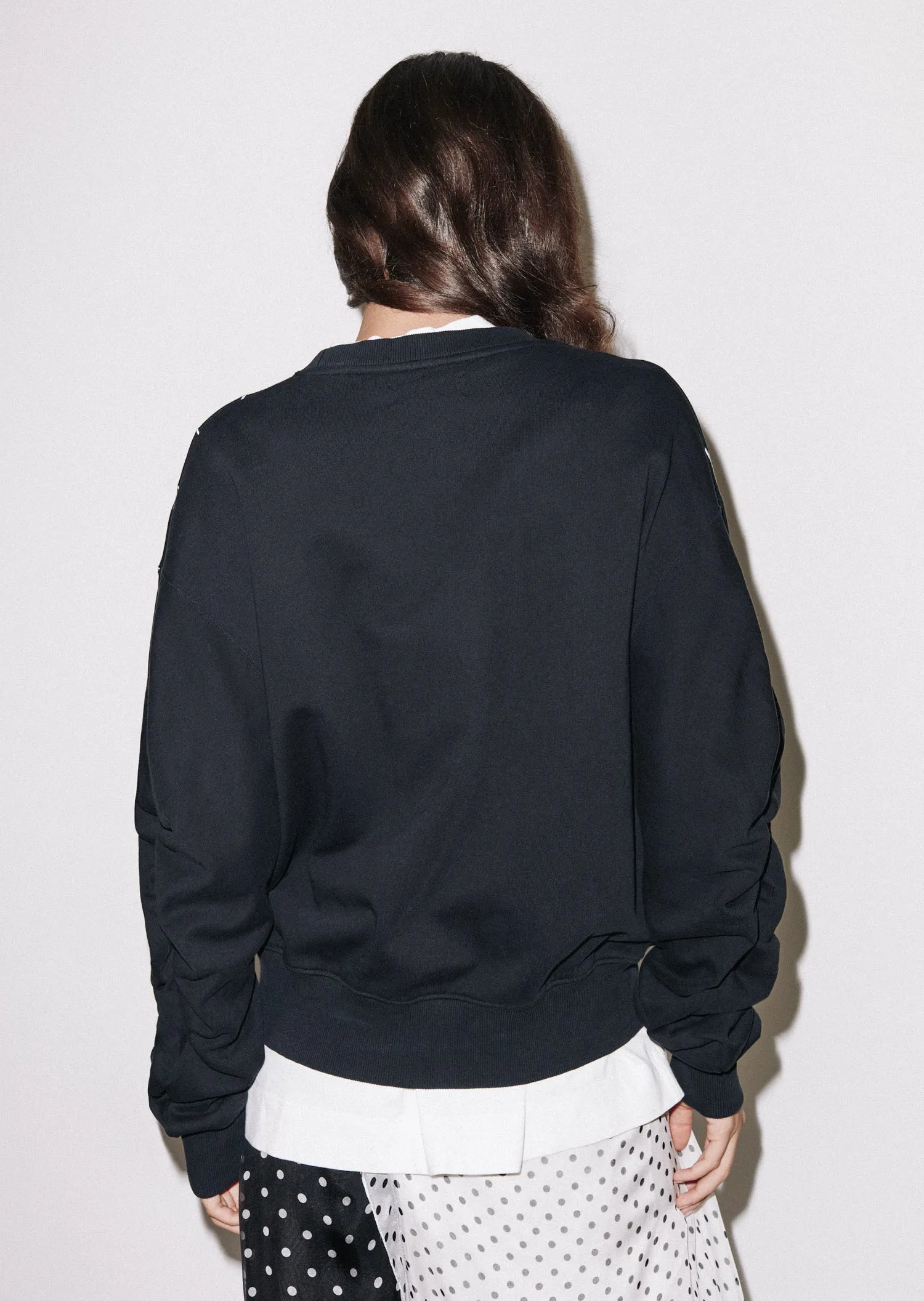 House of Holland Gathered Sleeve Mono Sweatshirt