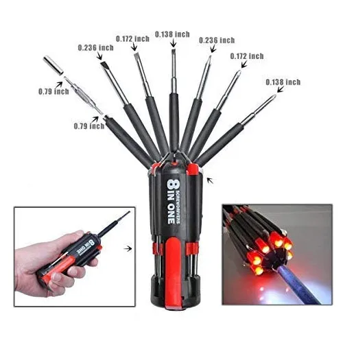 Household Utility Combo 8 in 1 led screwdriver with Combination Plier combo Hand Tool Kit