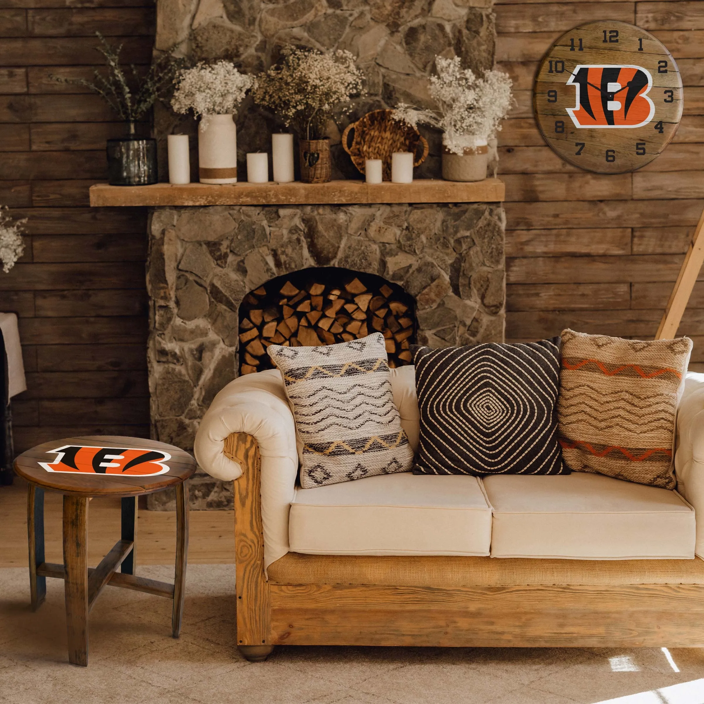 Imperial Cincinnatti Bengals Oak Barrel Table